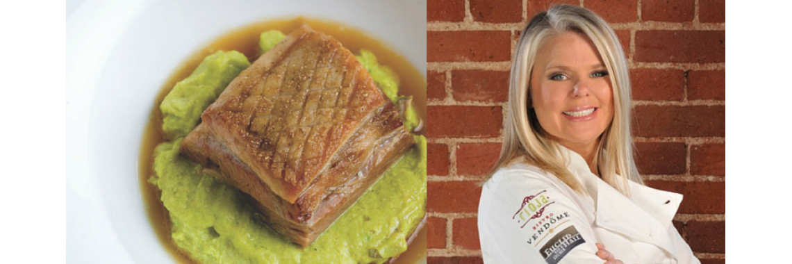 Cardamom Scented Pork Belly with Curried Garbanzo Bean Purée 